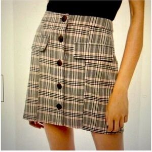 New - Urban Outfitters Checkered Button-Down Mini Skirt